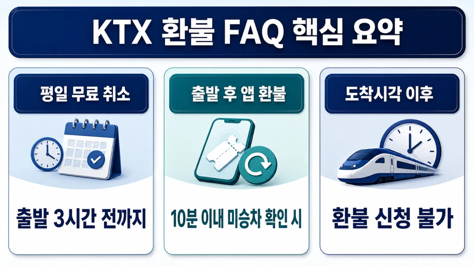 KTX 환불 관련 자주 묻는 질문 세 가지 요약