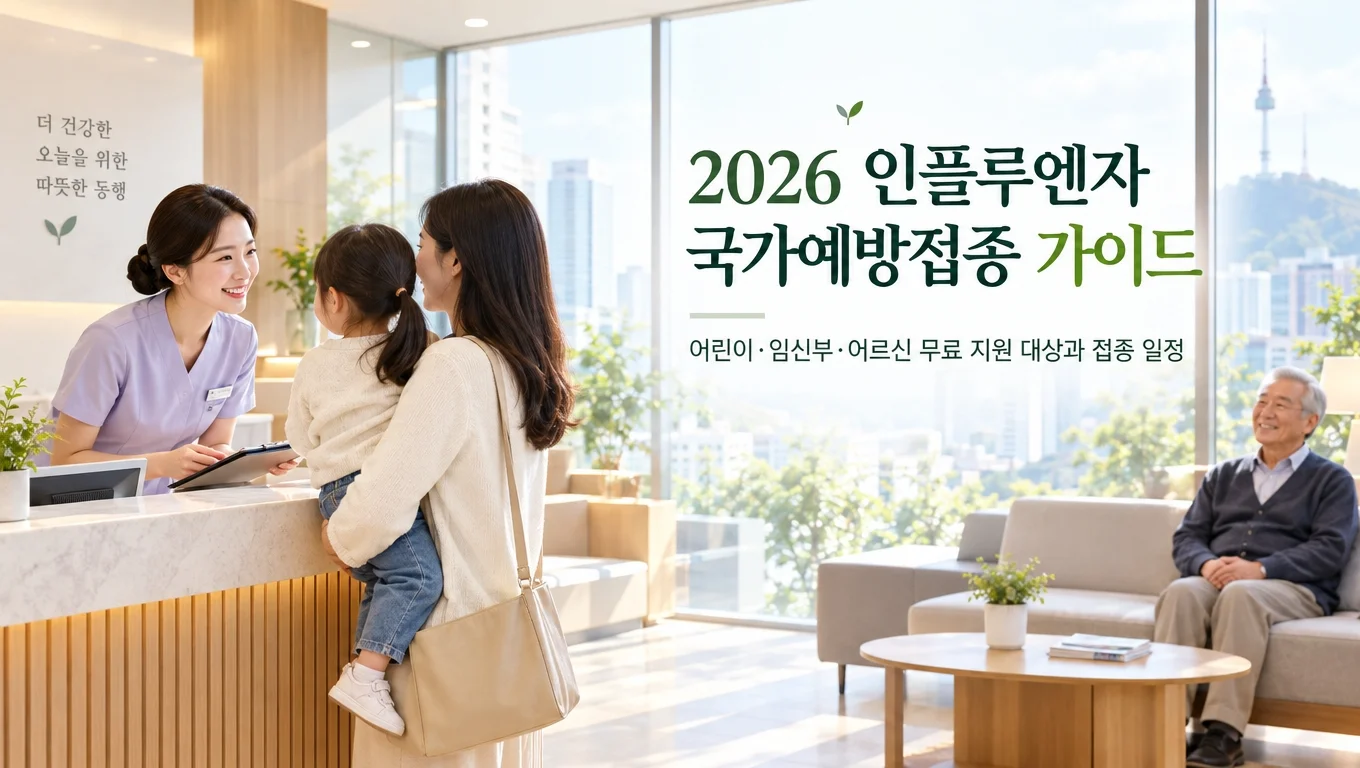 독감 예방접종을 받는 의료기관 접수 절차를 정리한 안내 이미지